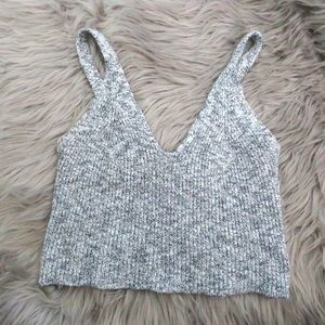 Grey knitted crop top